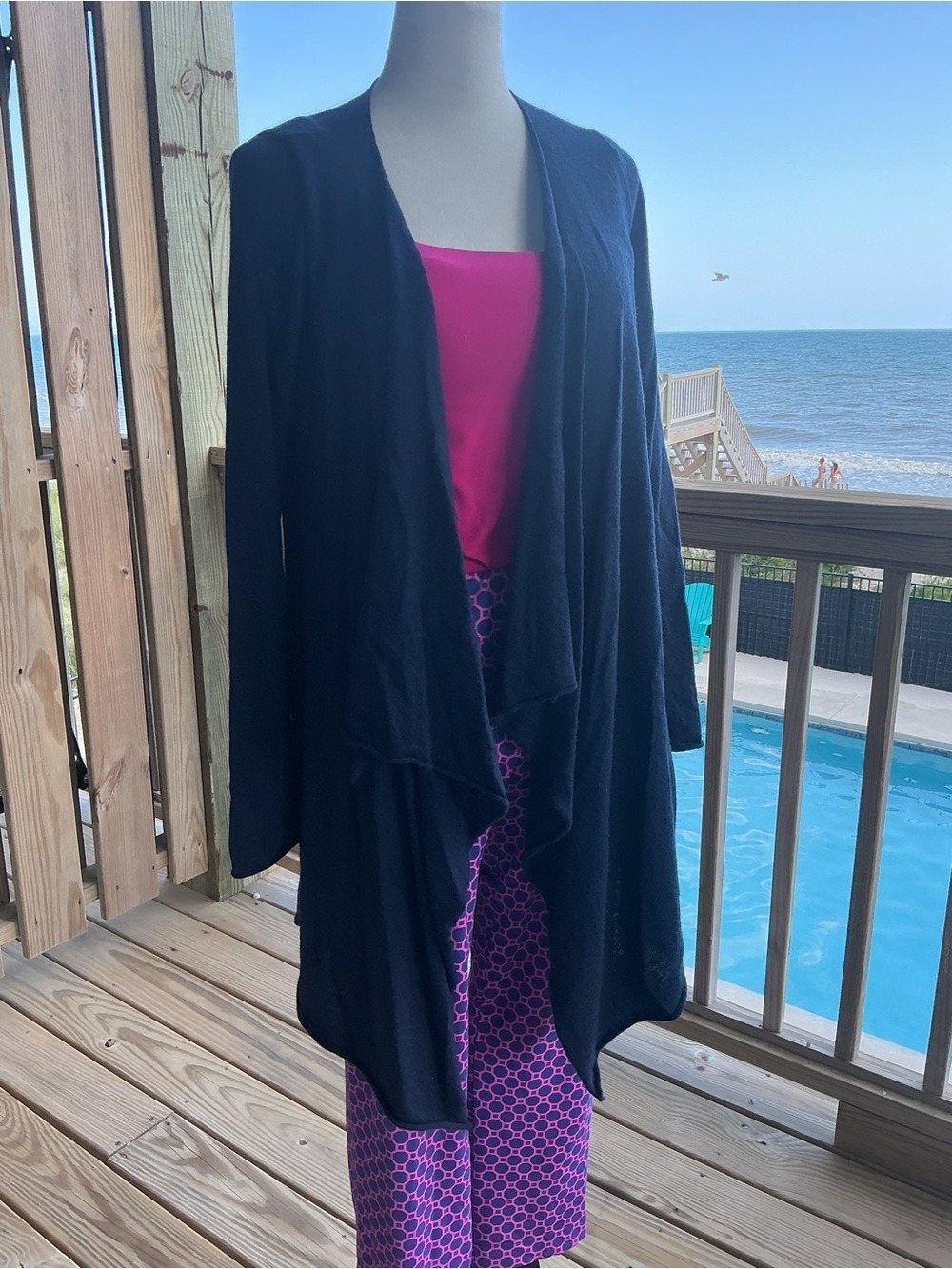 Calypso St. Barth Cashmere Navy Waterfall Wrap